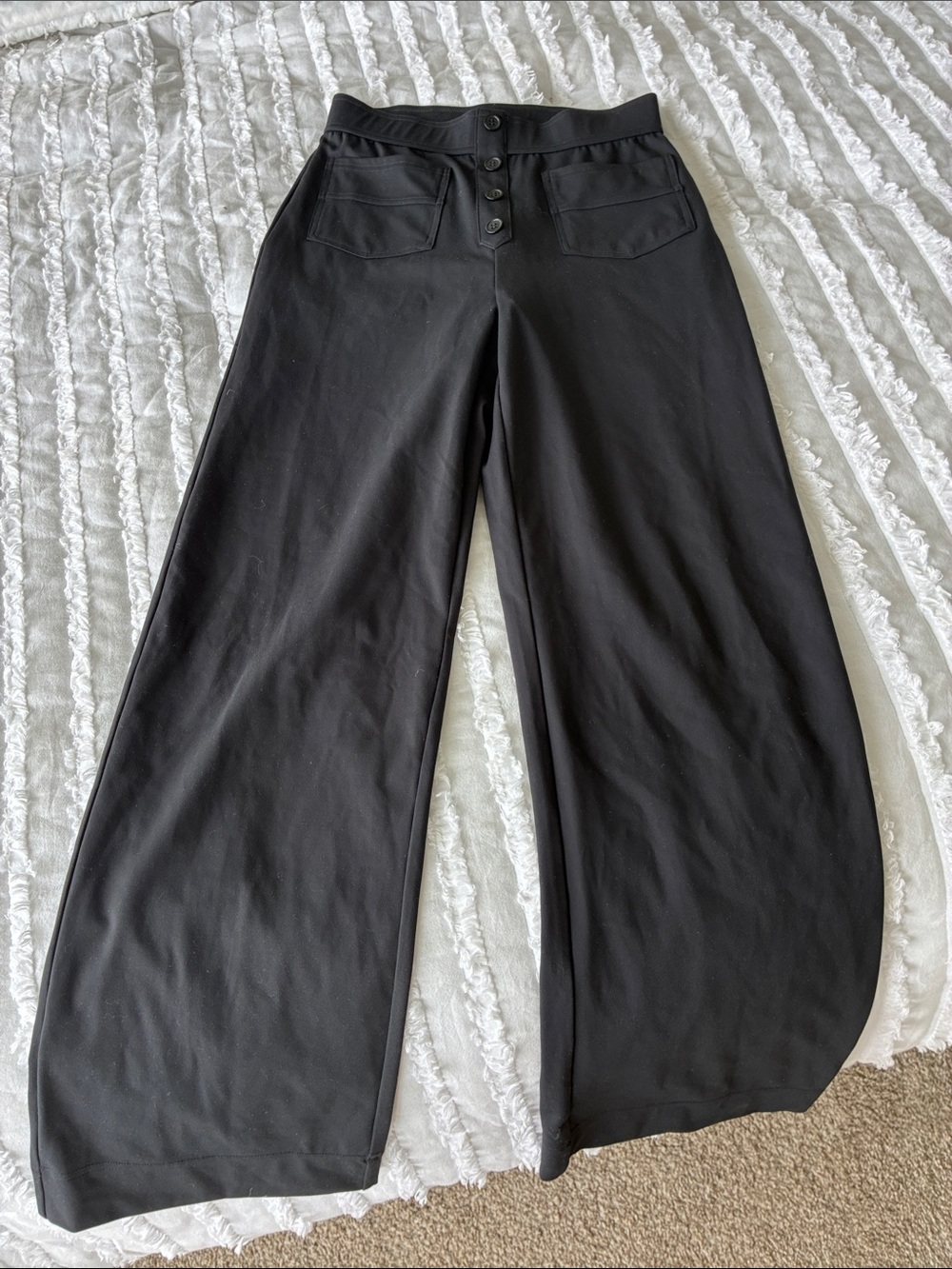 HALARA Black Wide-Leg Button-Front Pants